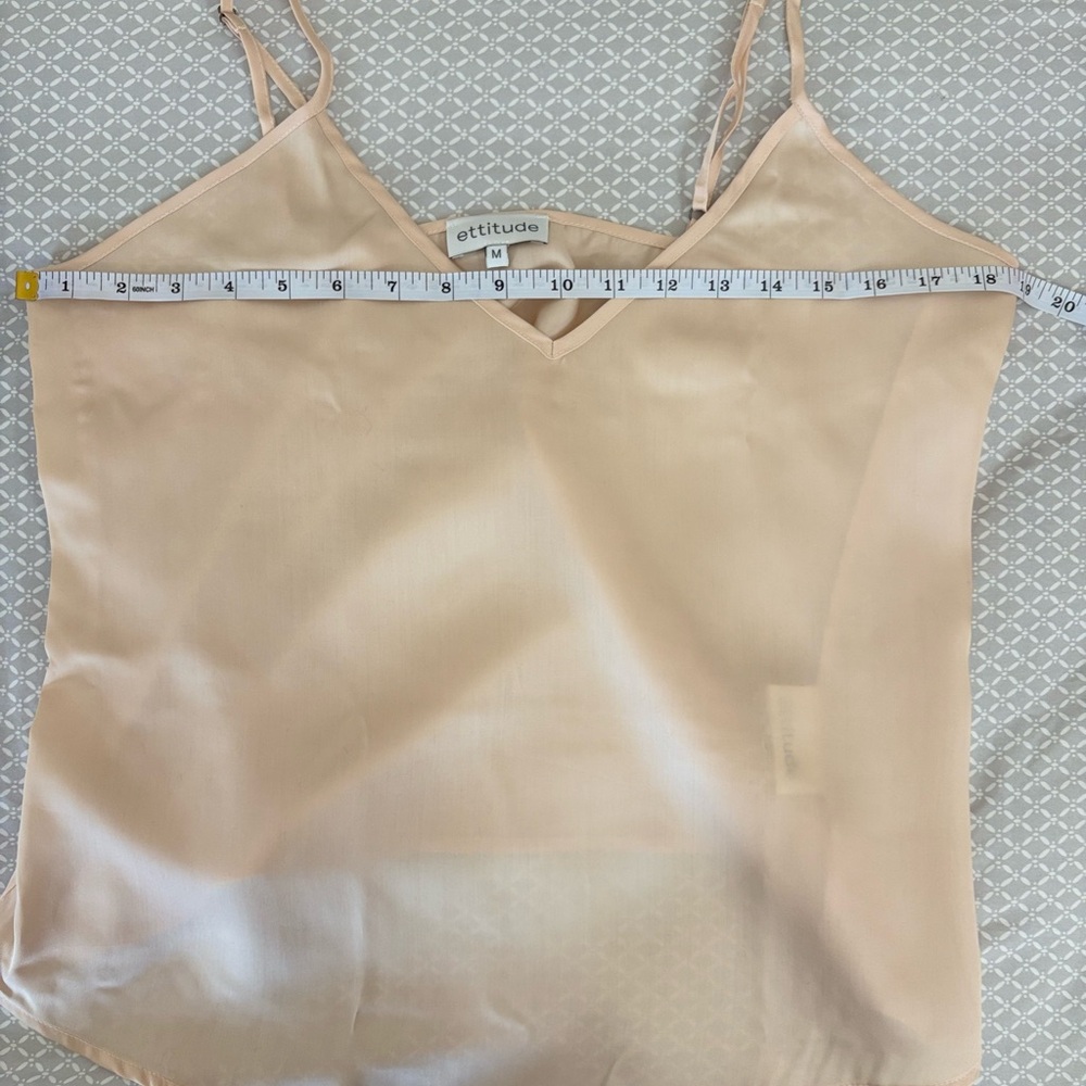 New Medium Ettitude Beige Sateen Bamboo V Neck Camisole - Picture 9 of 16
